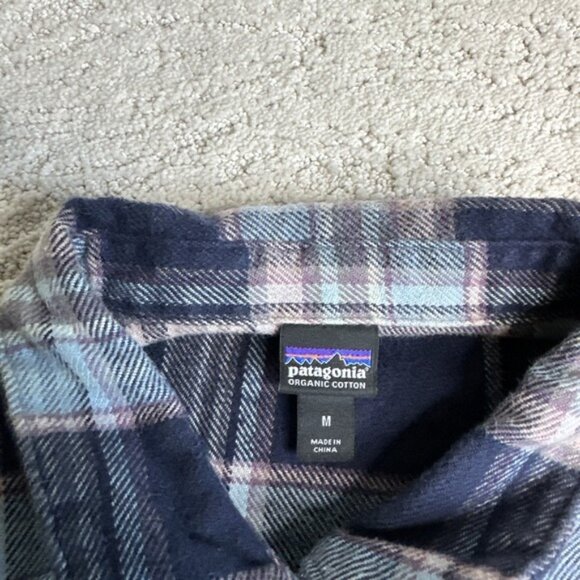 Women's Patagonia Medium Long Sleeve Plaid Flannel Shirt Organic Cotton - Picture 3 of 6